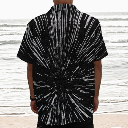 Black And White Lightspeed Print Textured Short Sleeve Shirt