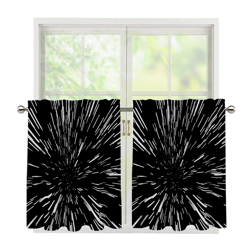 Black And White Lightspeed Print Tier Curtains