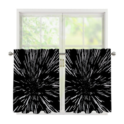 Black And White Lightspeed Print Tier Curtains