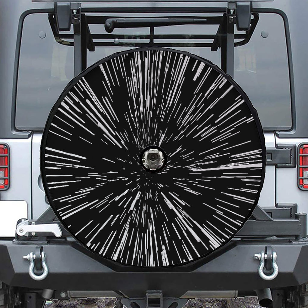 Black And White Lightspeed Print Tire Cover With Camera Hole