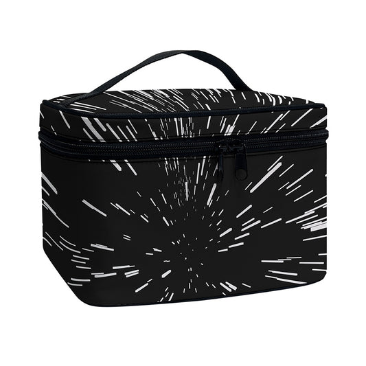 Black And White Lightspeed Print Travel Makeup Bag