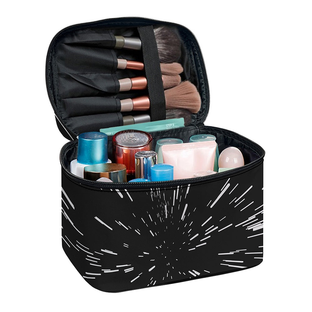 Black And White Lightspeed Print Travel Makeup Bag