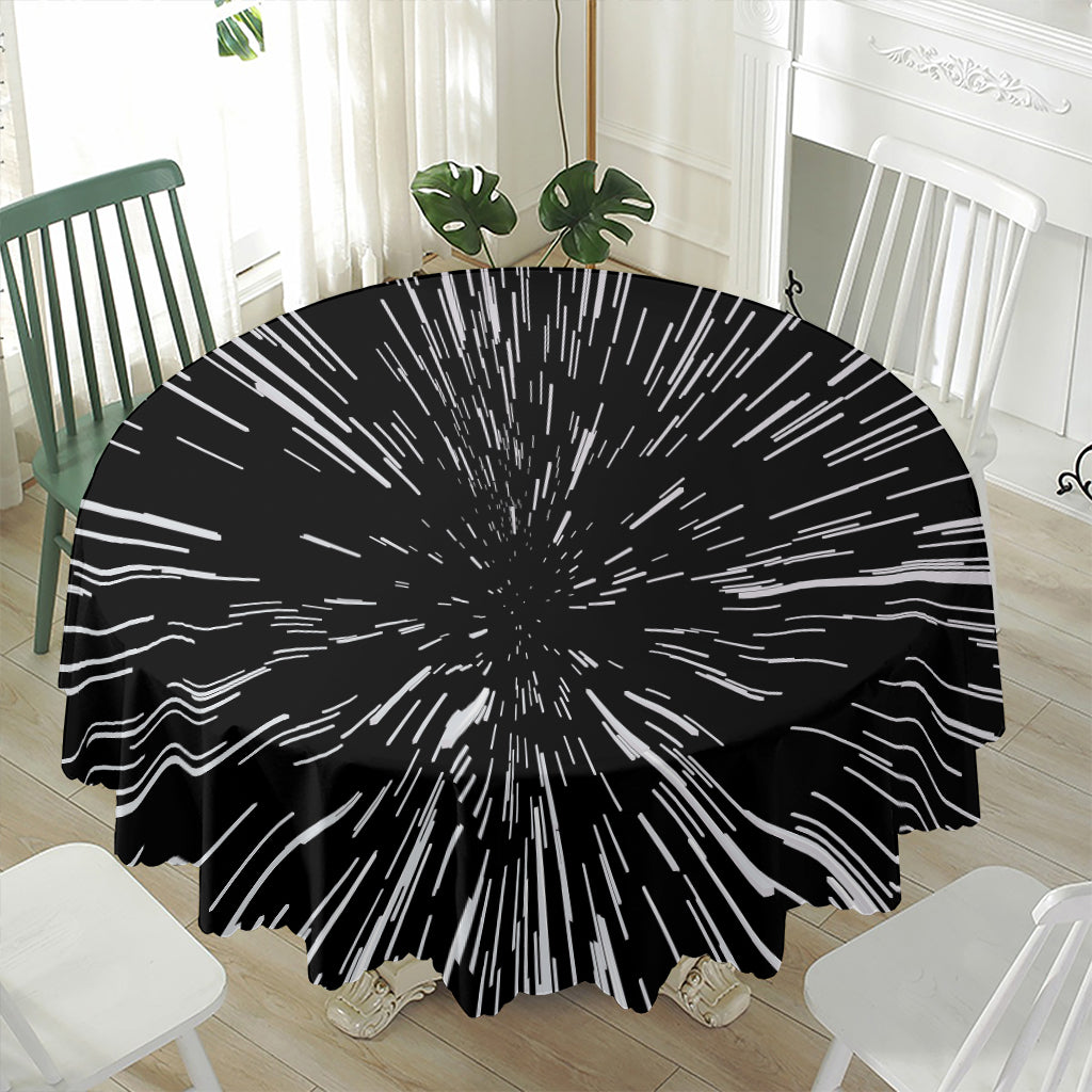 Black And White Lightspeed Print Waterproof Round Tablecloth