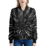 Black And White Lightspeed Print Women's Bomber Jacket