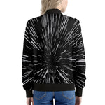 Black And White Lightspeed Print Women's Bomber Jacket