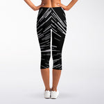 Black And White Lightspeed Print Women's Capri Leggings