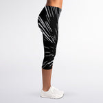 Black And White Lightspeed Print Women's Capri Leggings