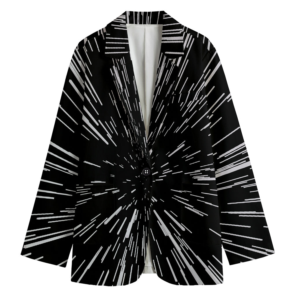 Black And White Lightspeed Print Women's Cotton Blazer