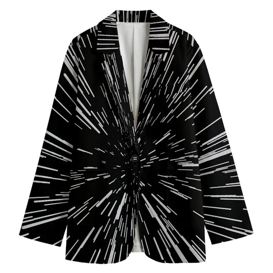 Black And White Lightspeed Print Women's Cotton Blazer