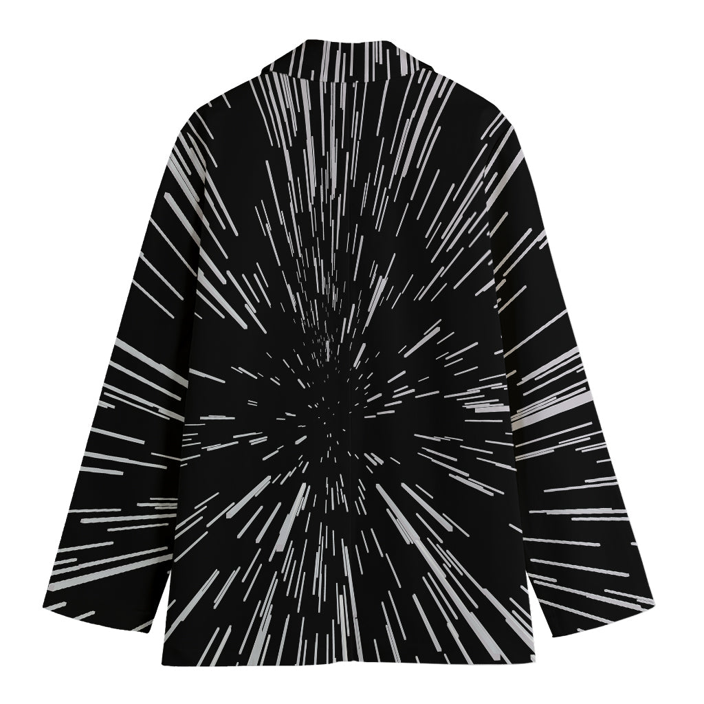Black And White Lightspeed Print Women's Cotton Blazer