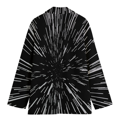 Black And White Lightspeed Print Women's Cotton Blazer