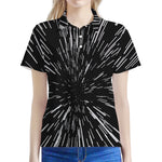 Black And White Lightspeed Print Women's Polo Shirt