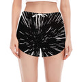 Black And White Lightspeed Print Women's Split Running Shorts