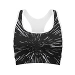 Black And White Lightspeed Print Women's Sports Bra