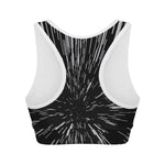Black And White Lightspeed Print Women's Sports Bra