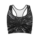 Black And White Lightspeed Print Women's Sports Bra