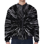 Black And White Lightspeed Print Zip Sleeve Bomber Jacket