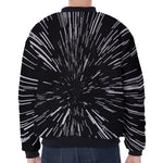 Black And White Lightspeed Print Zip Sleeve Bomber Jacket