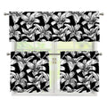 Black And White Lily Pattern Print 3 Piece Kitchen Curtains