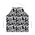 Black And White Lily Pattern Print Adjustable Apron