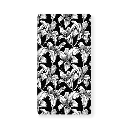 Black And White Lily Pattern Print Baby Crib Sheet