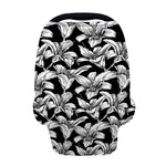 Black And White Lily Pattern Print Baby Seat Cover
