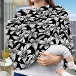 Black And White Lily Pattern Print Baby Seat Cover