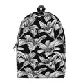 Black And White Lily Pattern Print School Backpack