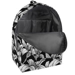 Black And White Lily Pattern Print Backpack