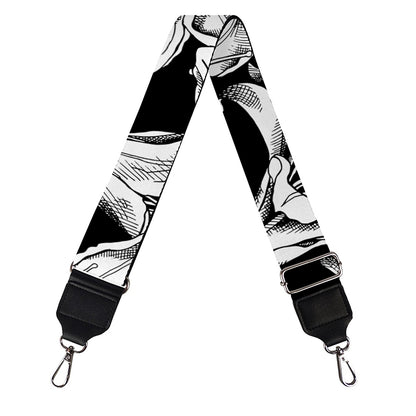 Black And White Lily Pattern Print Bag Strap
