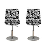 Black And White Lily Pattern Print Bar Stool Covers