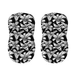 Black And White Lily Pattern Print Bar Stool Covers
