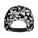 Black And White Lily Pattern Print Baseball Cap