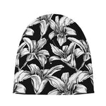Black And White Lily Pattern Print Beanie