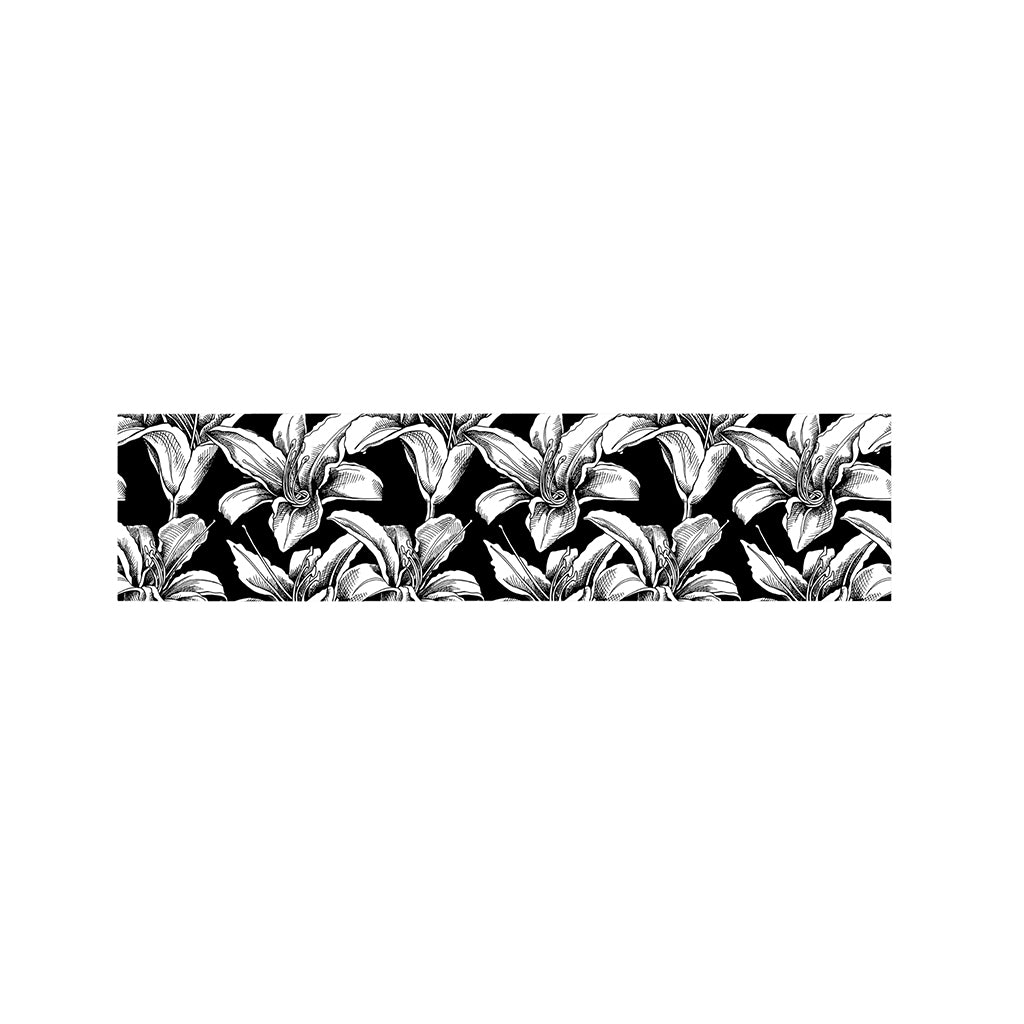 Black And White Lily Pattern Print Bed Runner