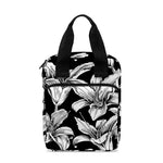 Black And White Lily Pattern Print Bible Tote Bag
