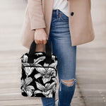 Black And White Lily Pattern Print Bible Tote Bag