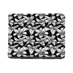 Black And White Lily Pattern Print Bifold Wallet