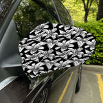 Black And White Lily Pattern Print Car Side Mirror Covers
