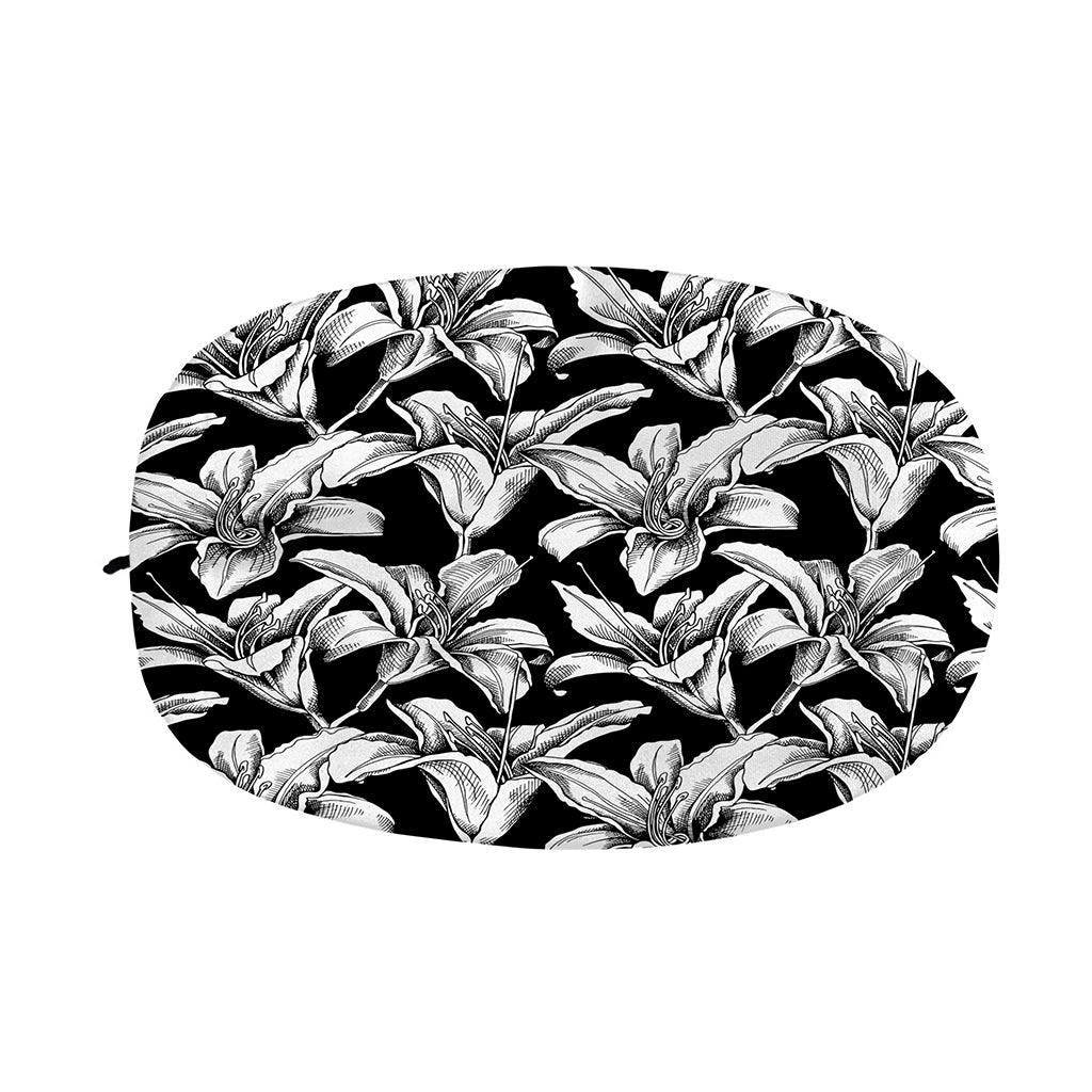 Black And White Lily Pattern Print Car Side Mirror Covers