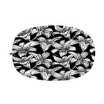 Black And White Lily Pattern Print Car Side Mirror Covers