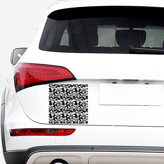 Black And White Lily Pattern Print Car Sticker