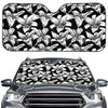 Black And White Lily Pattern Print Car Windshield Sun Shade