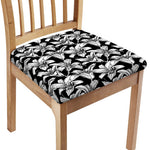 Black And White Lily Pattern Print Chair Cushion Cover