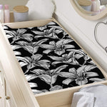 Black And White Lily Pattern Print Changing Pad Cover