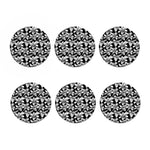 Black And White Lily Pattern Print Coaster Set