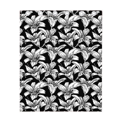 Black And White Lily Pattern Print Curtain