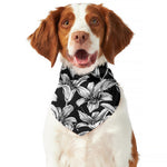 Black And White Lily Pattern Print Dog Bandana