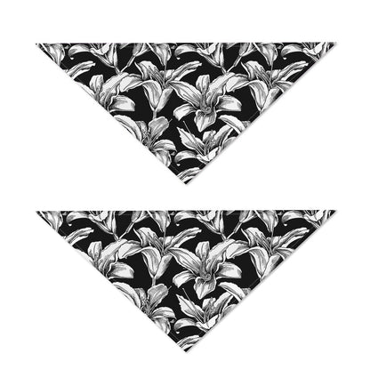 Black And White Lily Pattern Print Dog Bandana