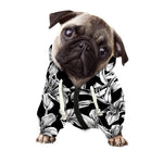 Black And White Lily Pattern Print Dog Zip Up Hoodie